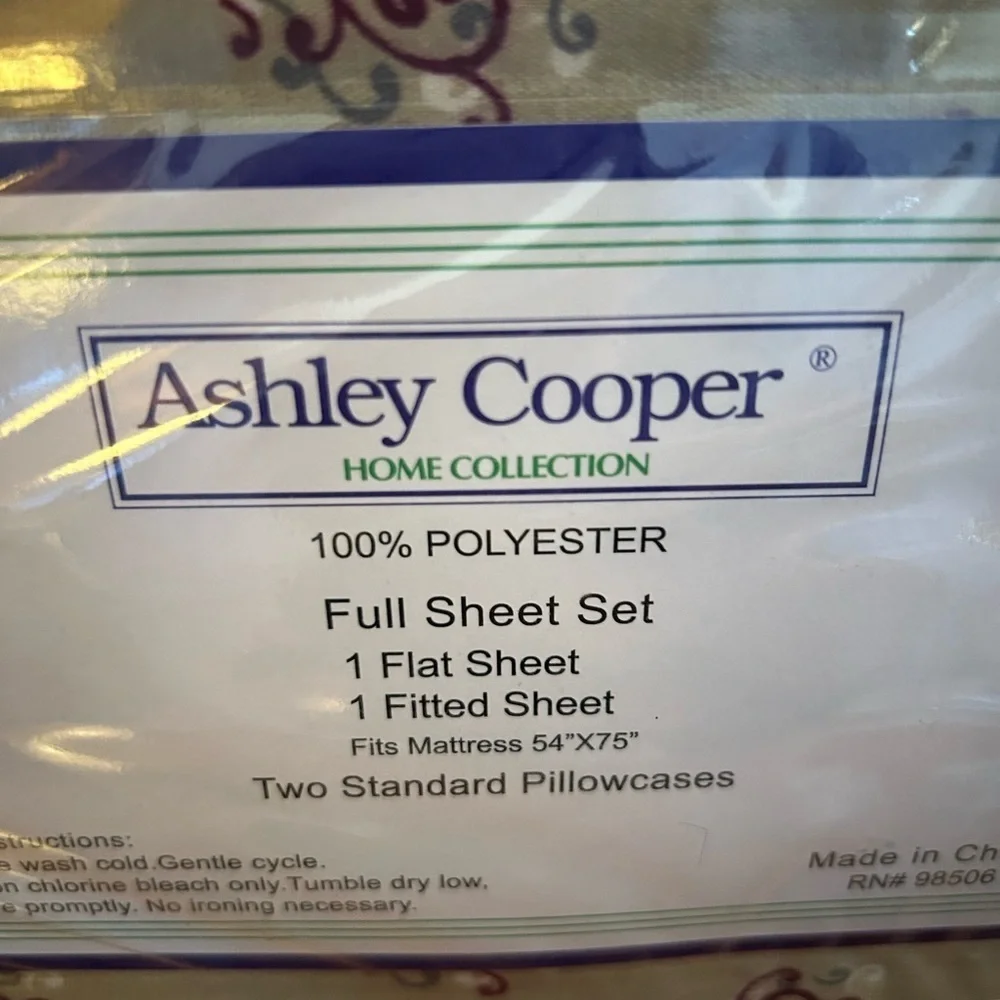 Ashley Cooper Micro Fiber Soft & Silky Full Sheet Set in Grace Paisley-Tan NEW!!